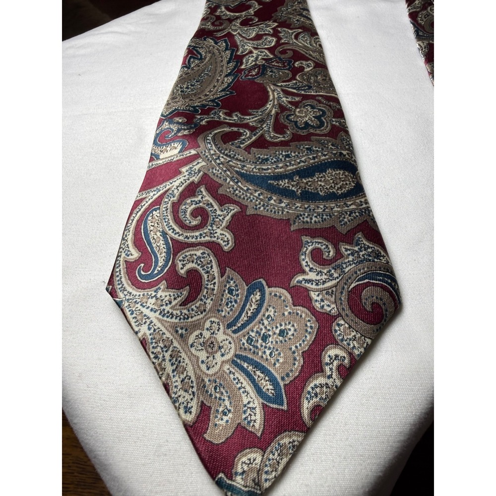 615 Collection Paisley Silk Blend Necktie Burgundy Blue‎ Beige Men's Formal